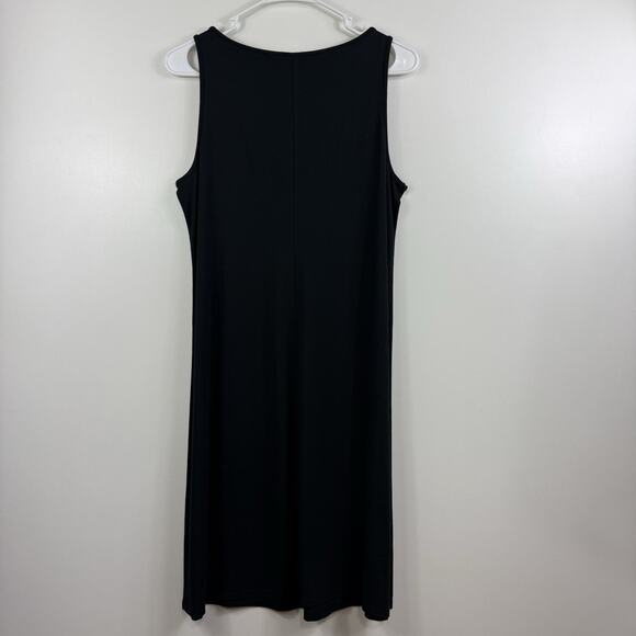 New J Jill Wearever Collection Black Knit Shift Dress Small Pintuck Pleating - Picture 12 of 13